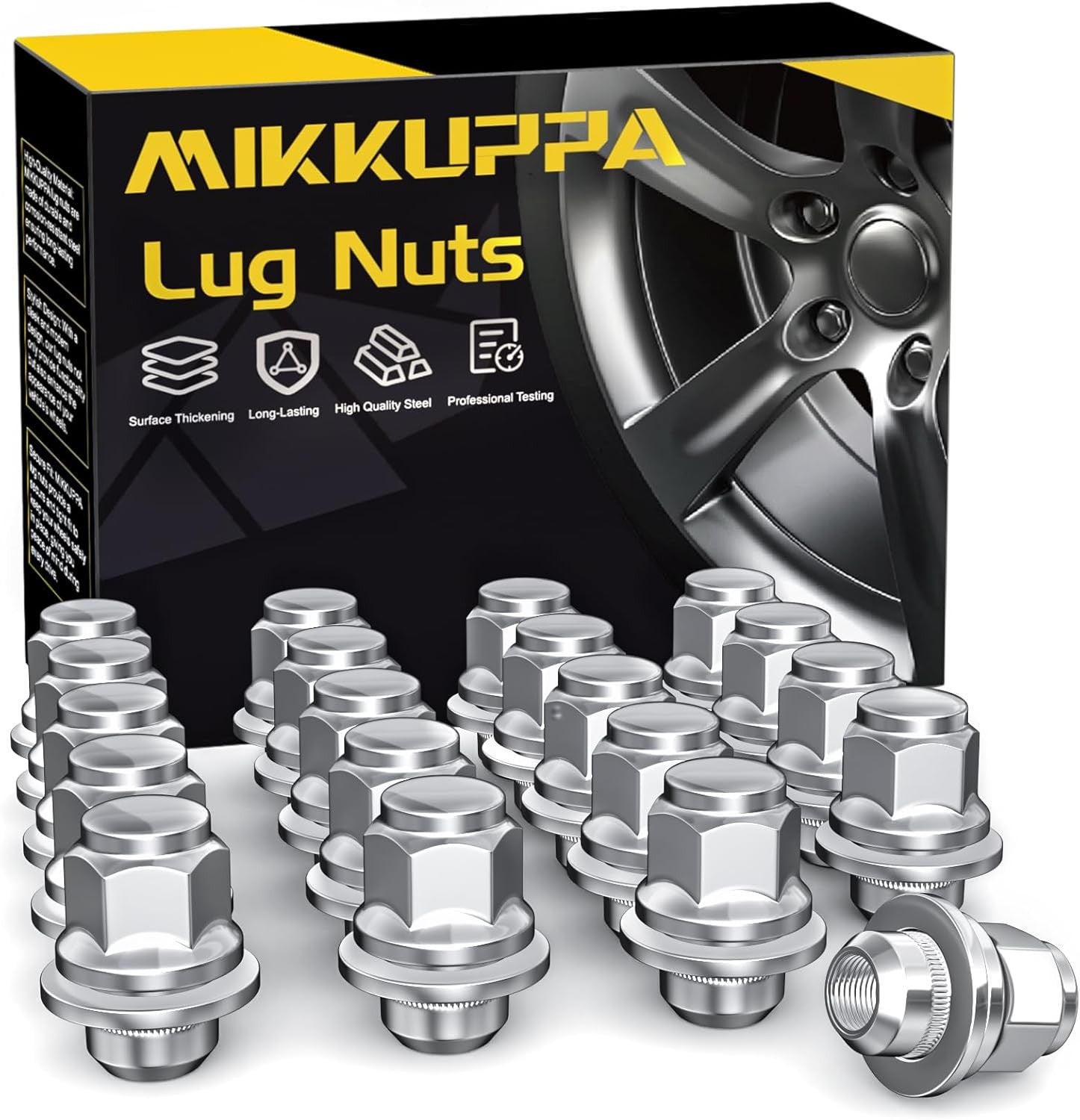 new MIKKUPPA 20pcs M12x1.25 Lug Nuts - M12X1.25-1.5&quot; (38mm) Long, Silver MIKKUPPA - KOEEK
