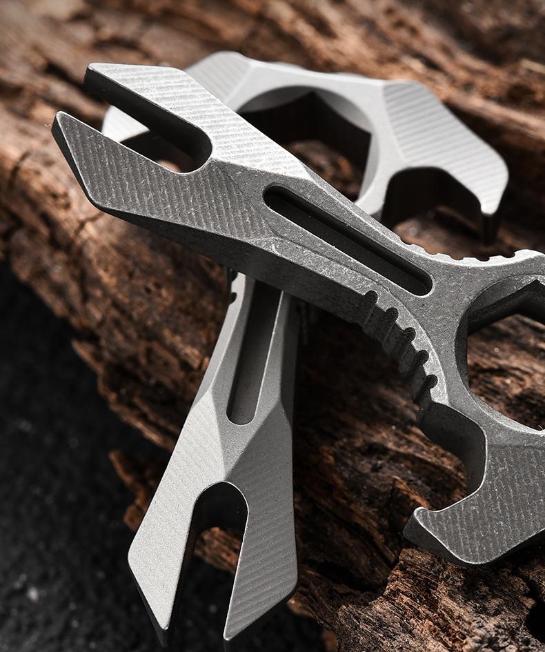 EDC Titanium Alloy Pry Bar Crowbar Wrench Can Opener Outdoor Portable Multi Tool 07FC0E-D4 - KOEEK