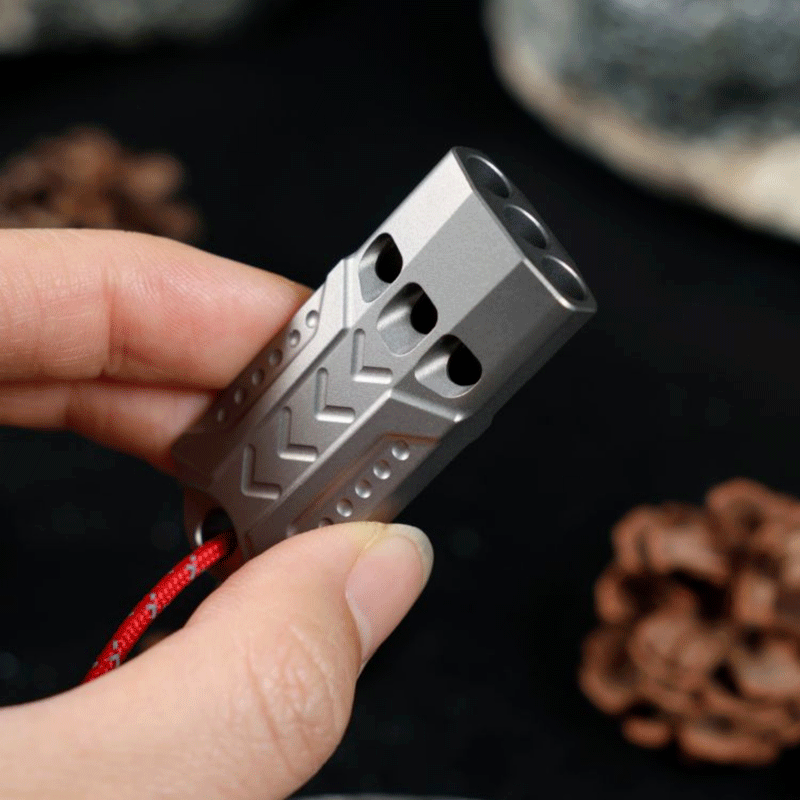 Titanium Emergency Whistle Survival Safety Whistle Three Tubes Outdoor EDC Gift 07FC0E-D4 - KOEEK