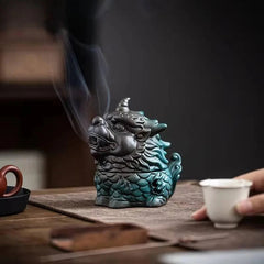13cm Chinese Ceramic Kirin Incense Burner Auspicious Zen Censer Decoration 07FC0E-D4 - KOEEK