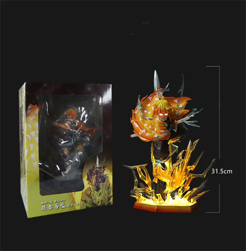 30cm Demon Slayer Agatsuma Zenitsu LED Light Action Figure Statue High Model Toy 07FC0E-D4 - KOEEK
