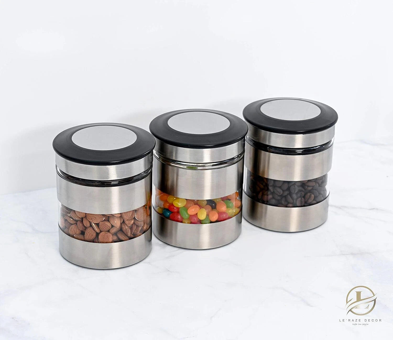 Airtight Food Storage Container Kitchen Counter Window, [Set of 3] Canister Set 07FC0E-D4 - KOEEK