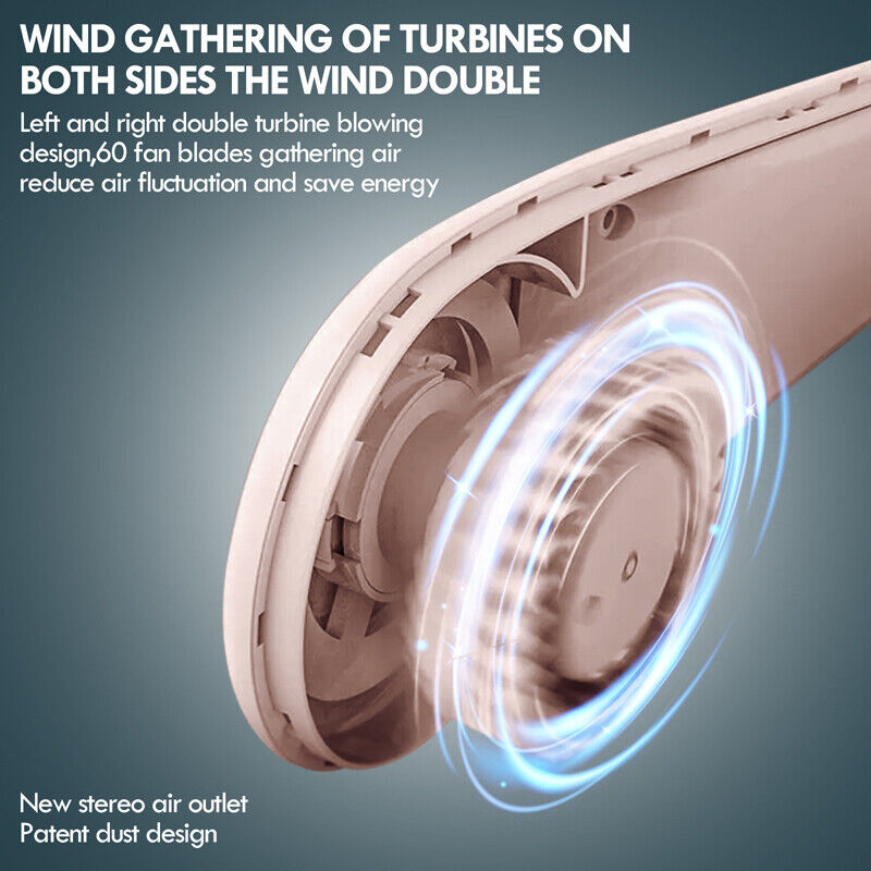 ny bærbar USB oppladbar bladløs halshengende vifte Air Cooler Klimaanlegg