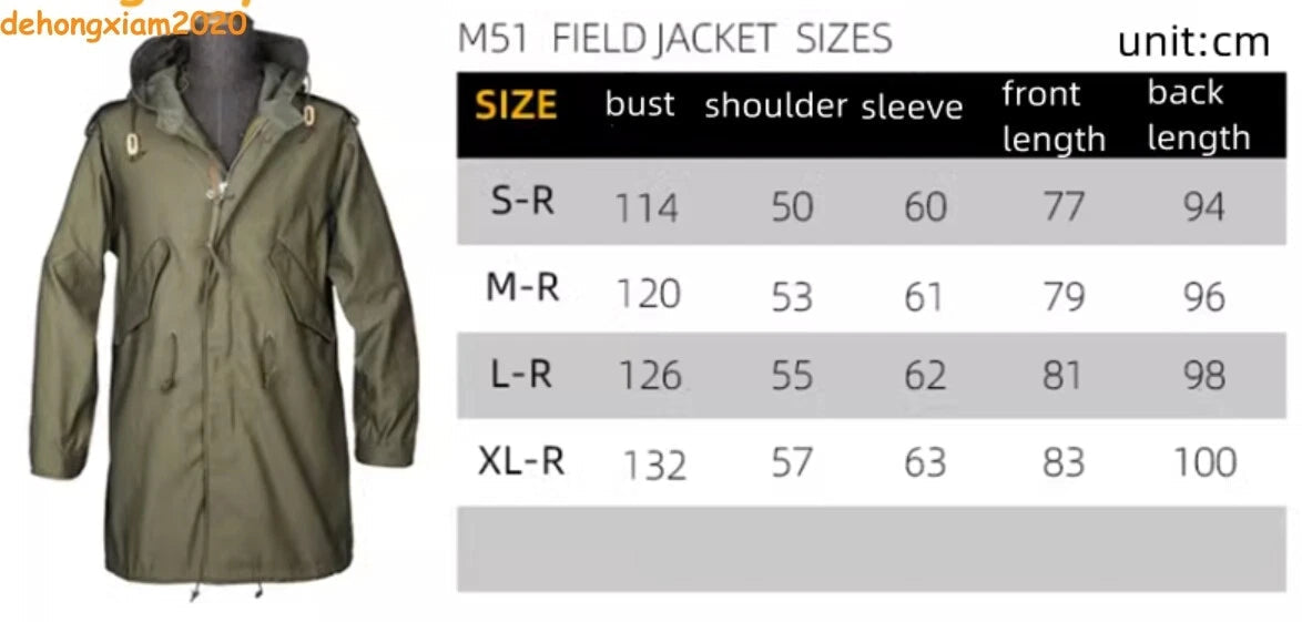 WW2 U.S. Army M1951 Fishtail Trench Men M51 Vintage Military Replica Coat Jacket 07FC0E-D4 - KOEEK