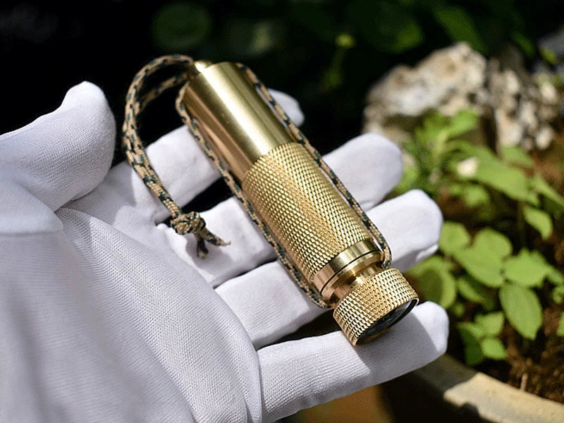 EDC Brass Waterproof Pill Case Container Box Pendant Compass Multi Tool Gift 07FC0E-D4 - KOEEK