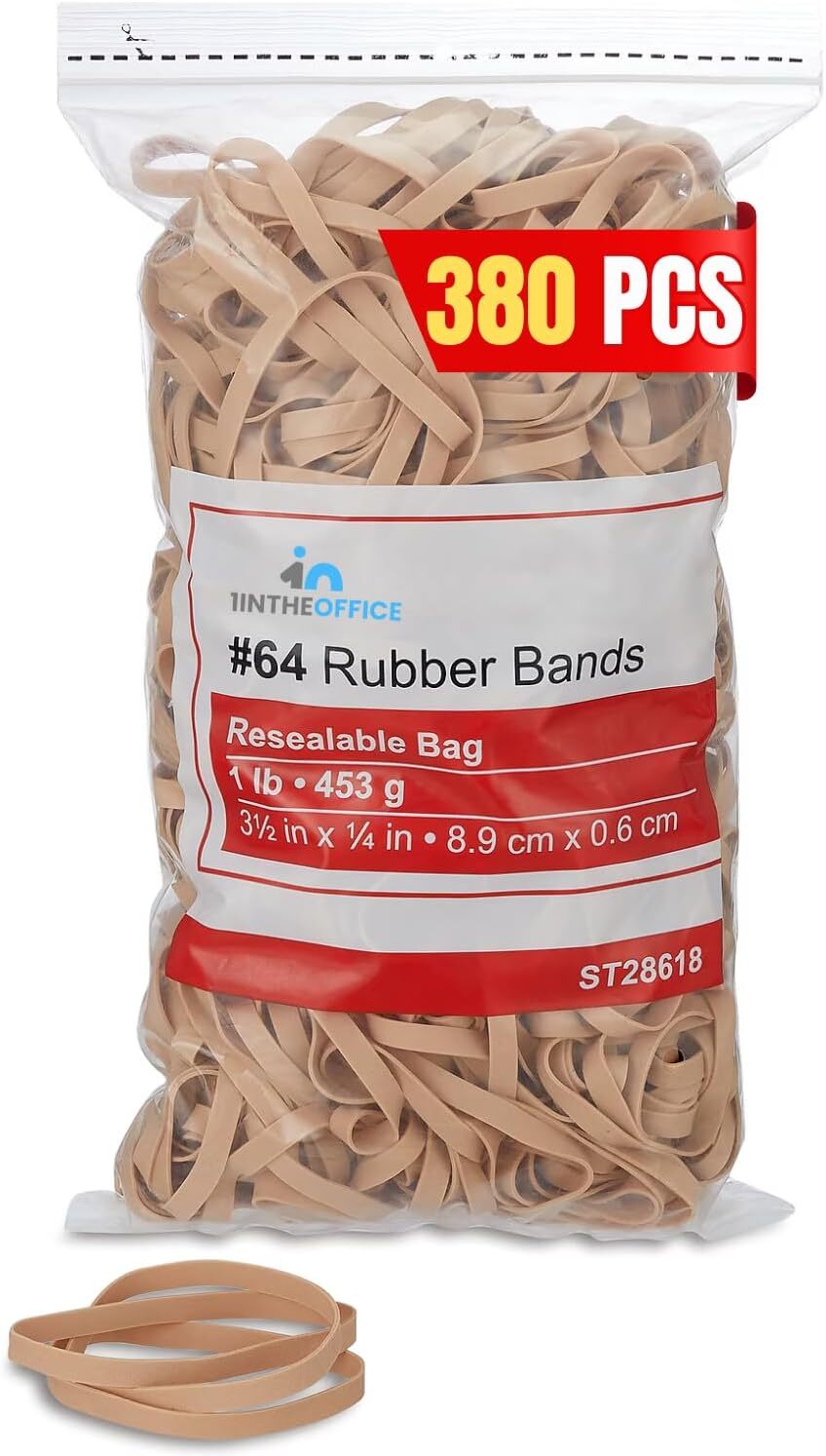 new 1InTheOffice Rubber Bands Thick Bands, Heavy Duty beige