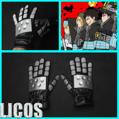Cosplay Fire Force Shinra Kusakabe PU Leather Full Finger Gloves Mask Party Prop 07FC0E-D4 - KOEEK