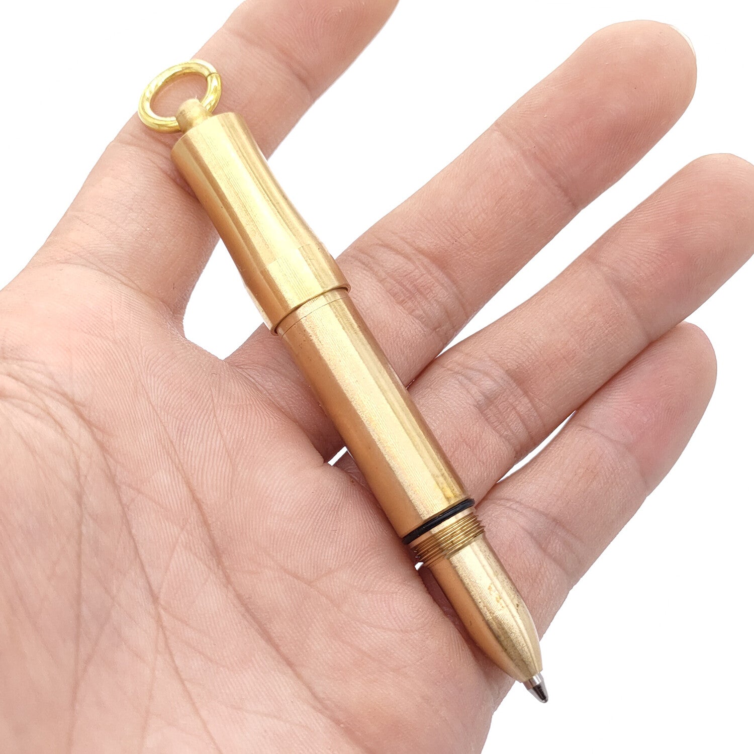 Mini Brass Pen Ballpoint Signature Office Keychain Pen With 5pcs Refills EDC 07FC0E-D4 - KOEEK