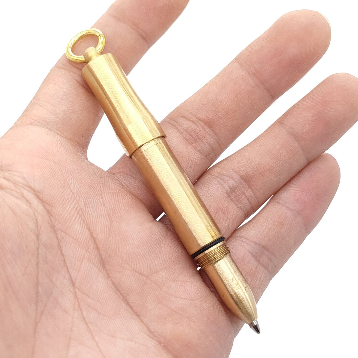 Mini Brass Pen Ballpoint Signature Office Keychain Pen With 5pcs Refills EDC 07FC0E-D4 - KOEEK