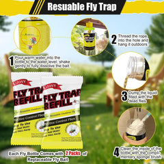 new Reusable Fly Traps Outdoor Bottles, 3 Pack Killer Catcher Jar yellow blue 07FC0E-D4 - KOEEK