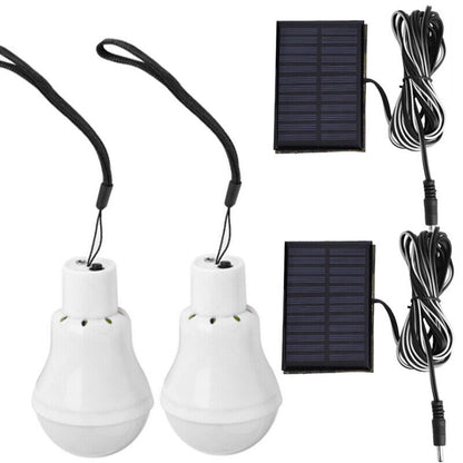 new 2 Bombillas Solares Recargable LED Focos Con Panel De Solar Luz Para Exteriores