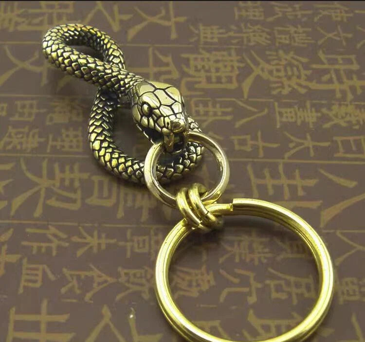 Solid Brass Vintage Snake Wallet Waist Buckle Clip Key Chain EDC Keyring Holder 07FC0E-D4 - KOEEK