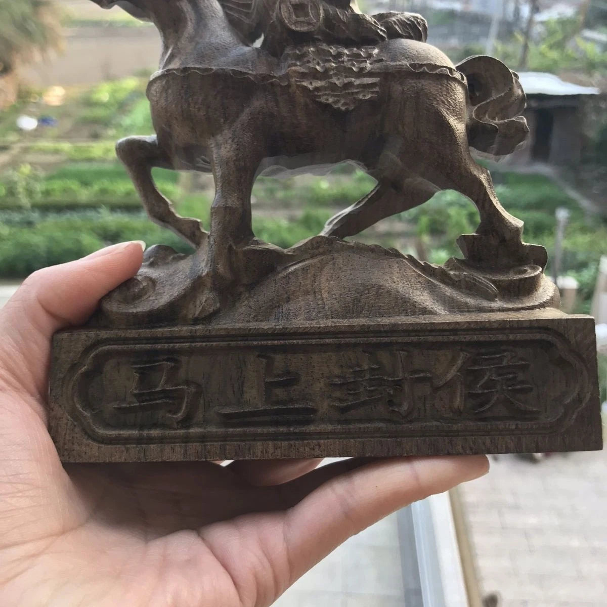 18x14cm Vietnamese Agarwood Carved Wealth Figurine Feng Shui Decor Sculpture 07FC0E-D4 - KOEEK