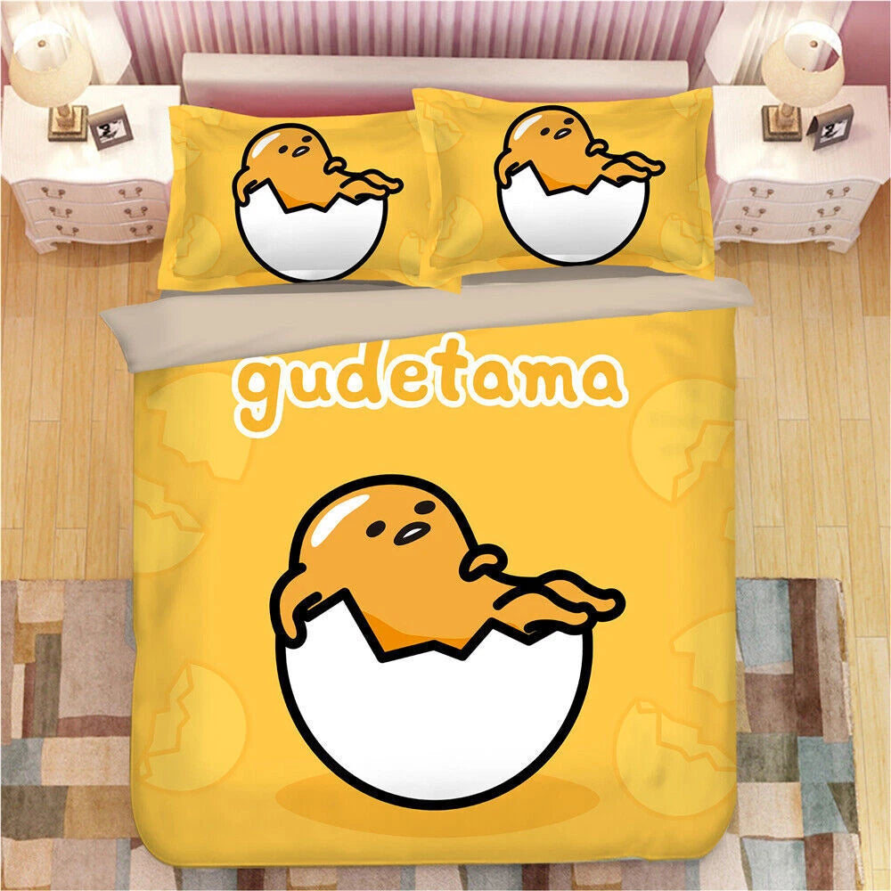 Gudetama Bedding Bed Sheet Duvet Cover Pillowcase Cute Anime Bedding Set 3/4 PCS 07FC0E-D4 - KOEEK