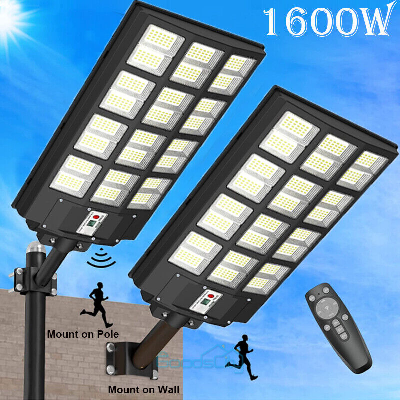 ny 10000000LM LED Solar Road Street Flood Light Utendørs Hage Hage Lampe Vanntett