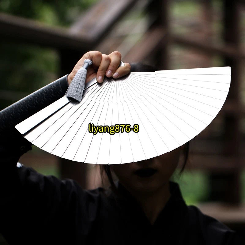 Stainless Steel Metal Folding Fan Portable Martial Art Kung Fu Tai Chi Fan Toy 07FC0E-D4 - KOEEK