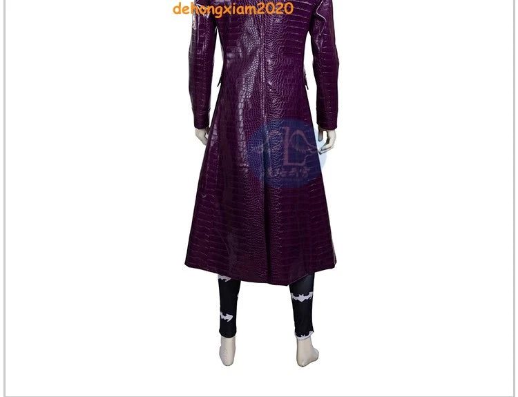 Movie Suicide Squad The Joker Jared Leto Cosplay Costume Purple Trench Coat Suit 07FC0E-D4 - KOEEK