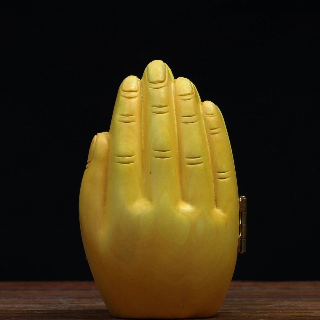 Boxwood Carved Guanyin Guardian Figurine Wooden Handheld Buddha Statue 07FC0E-D4 - KOEEK