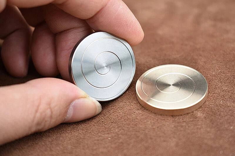 Brass Stainless Steel Spinning Top Coin Hand Spinner Anti Stress EDC Fidget Toys 07FC0E-D4 - KOEEK