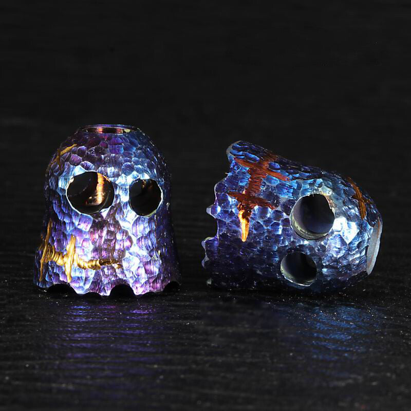 EDC TC4 Titanium Alloy Ghost Pendant Keychain Necklace DIY Lanyard Beads Gift 07FC0E-D4 - KOEEK