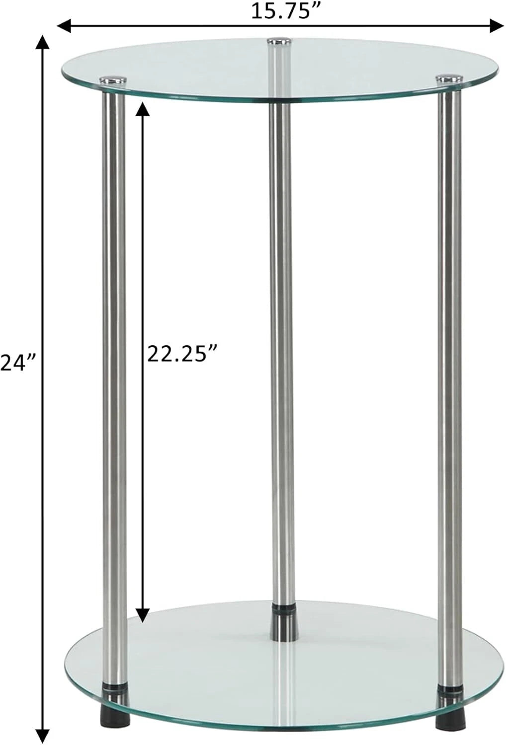 Classic Glass 2-Tier Round Table, 15.75(L) x 15.75(W) x 24.41"(H) 07FC0E-D4 - KOEEK