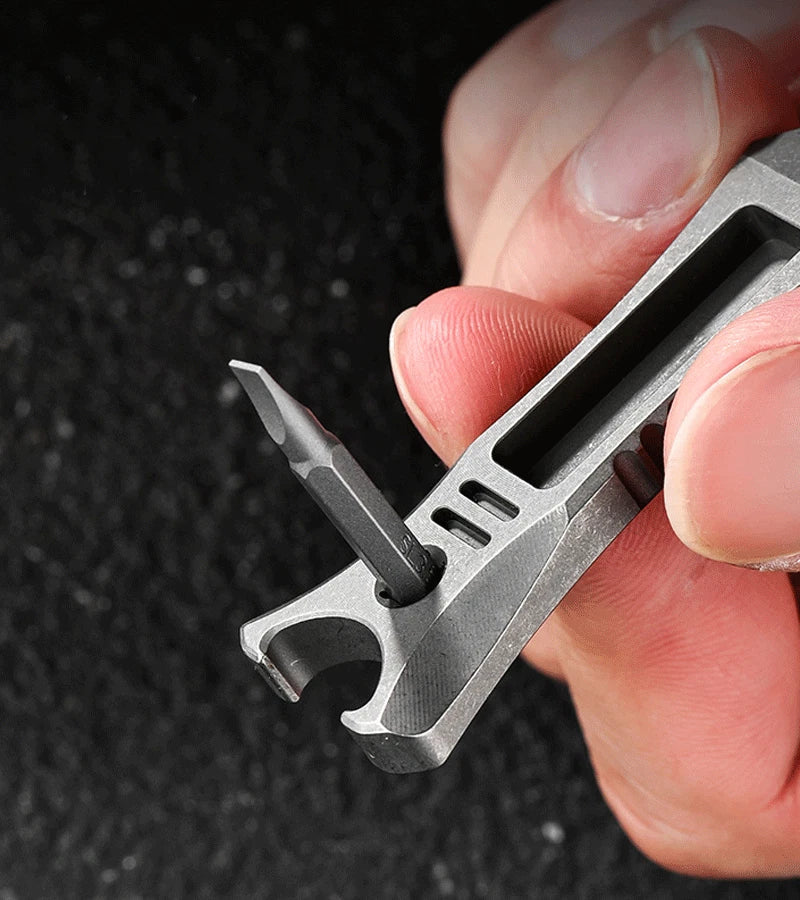 EDC TC4 Titanium Alloy Pocket Pry Bar Crowbar Bottle Opener Outdoor Multi Tools 07FC0E-D4 - KOEEK