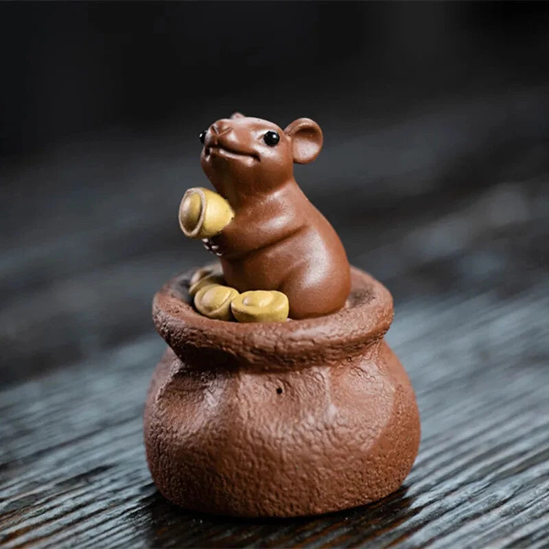 Handmade Yixing Purple Clay Tea Pet Decor Office Desktop  Mouse Ornaments 07FC0E-D4 - KOEEK