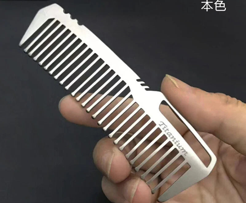 EDC TC4 Titanium Antistatic Comb Unique Fashion Pocket Comb Hair Beard Comb Gift 07FC0E-D4 - KOEEK
