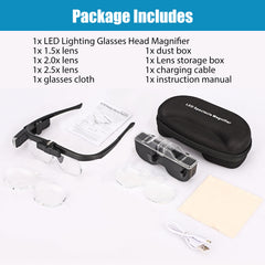 LED Jewelers Headband Magnifier Illuminated Visor Magnifying Glasses with 3 Lens koeek - KOEEK