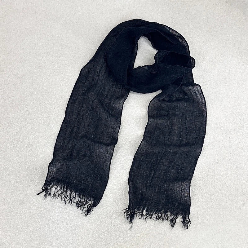 Unisex Narrow Slender Flax Linen Tassel Scarf Neckerchief Shawl Thin Bandana 07FC0E-D4 - KOEEK