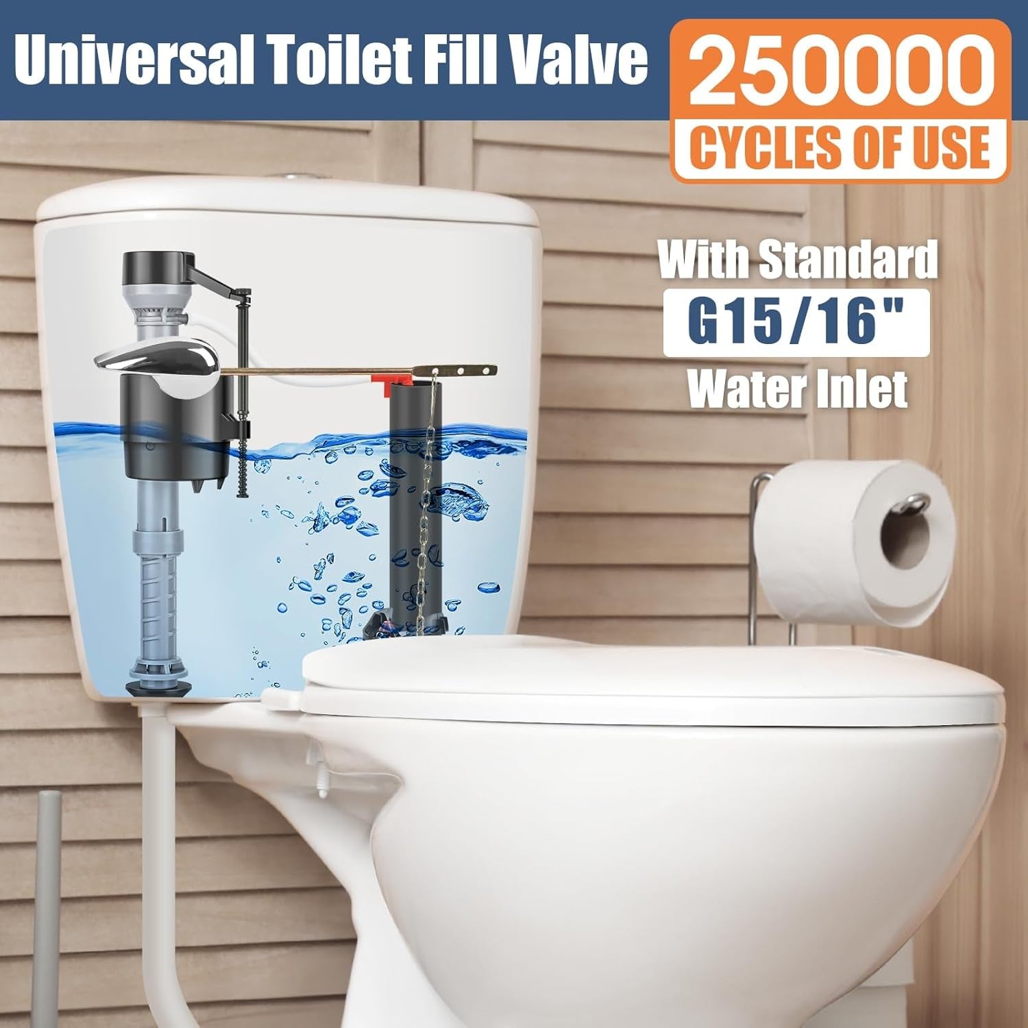 new Universal Toilet Flusher Replacement Kit, Water-Saving & Height Black
