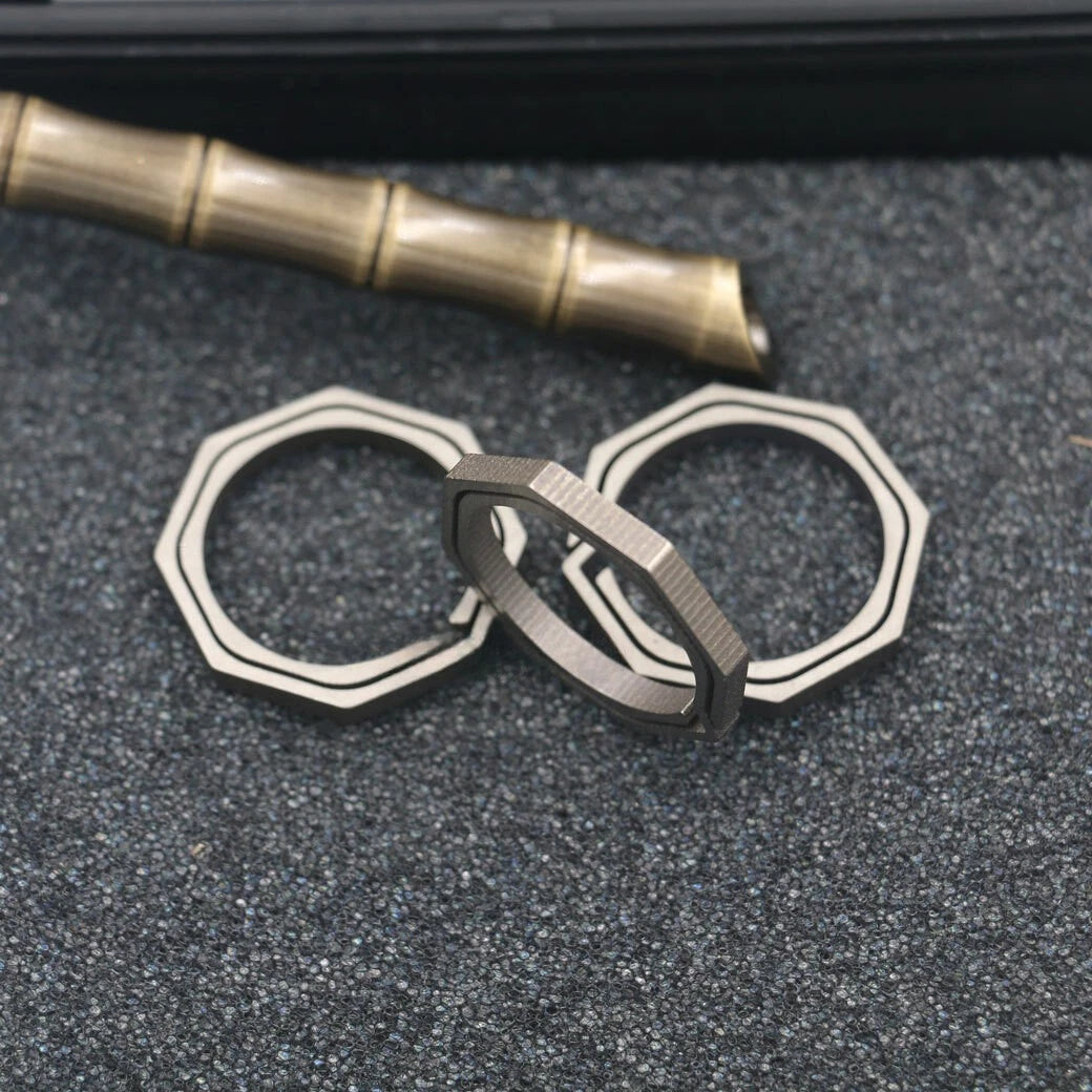 TC4 Titanium Outdoor Octagon EDC Key Ring Keychain Lightweight Hanging Buckle 07FC0E-D4 - KOEEK
