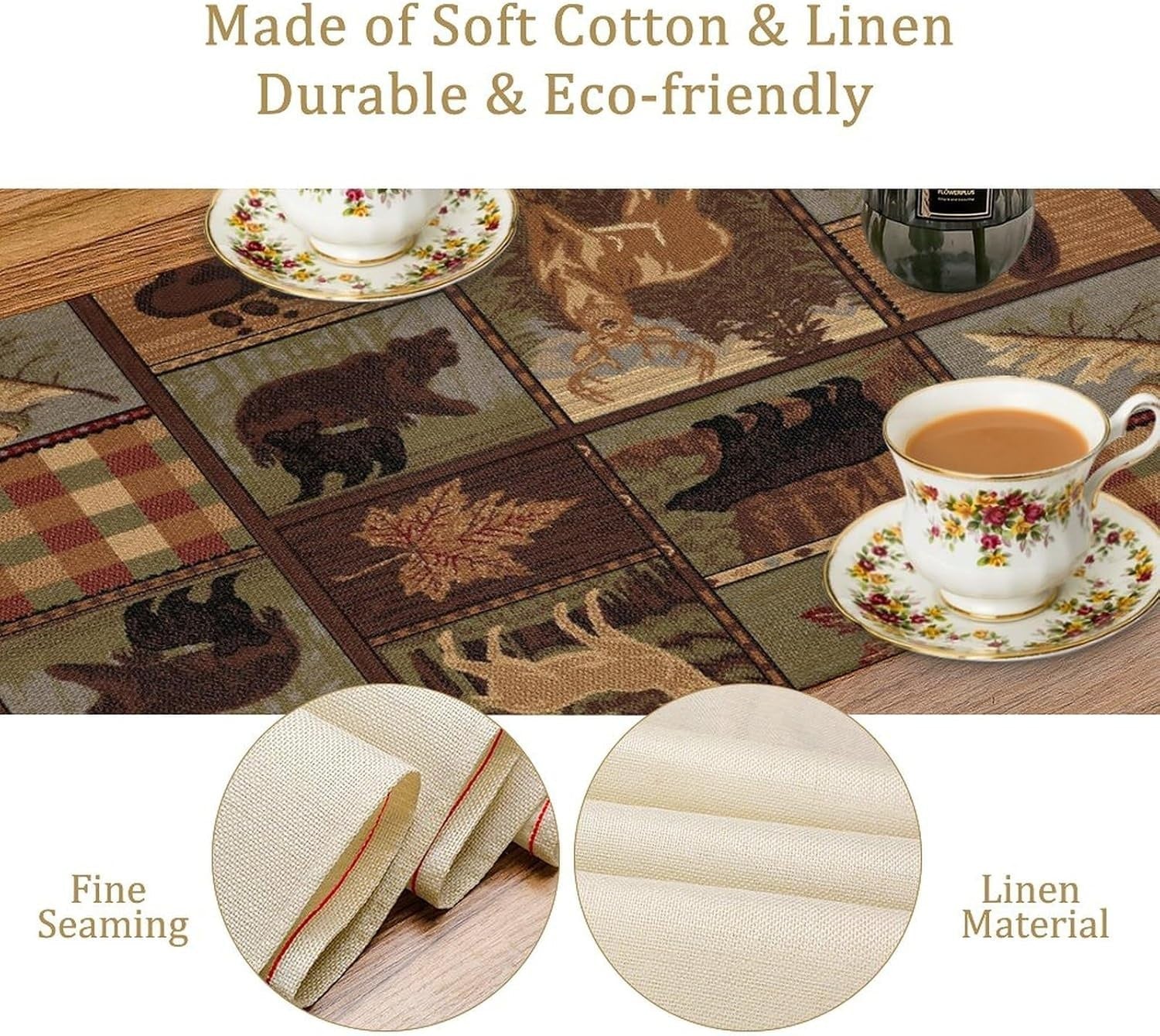 new Rustic Moose Deer Bear Table Runner, Retro Vintage 13x36inch, Countryside-2 07FC0E-D4 - KOEEK