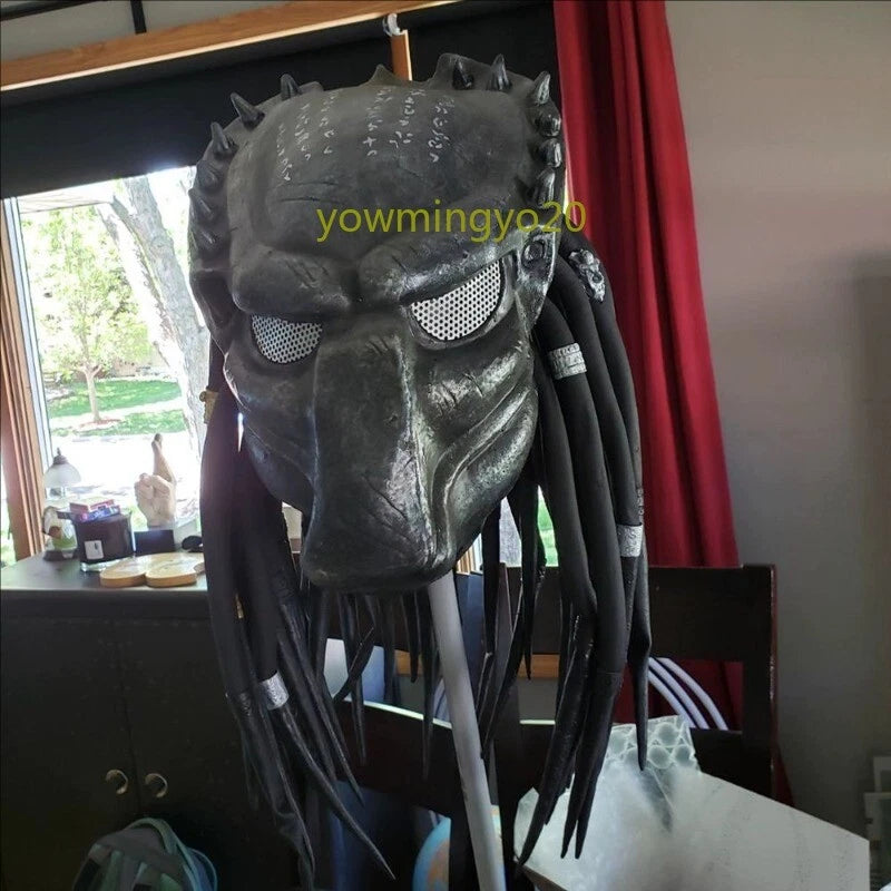 IN US Predator Alien vs Predator Mask Helmet w/ Braid Halloween Cosplay Costume 07FC0E-D4 - KOEEK