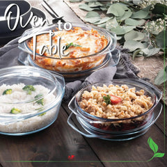 Casserole dish set, set of 3 casserole dishes with lids, round glass cookware 07FC0E-D4 - KOEEK
