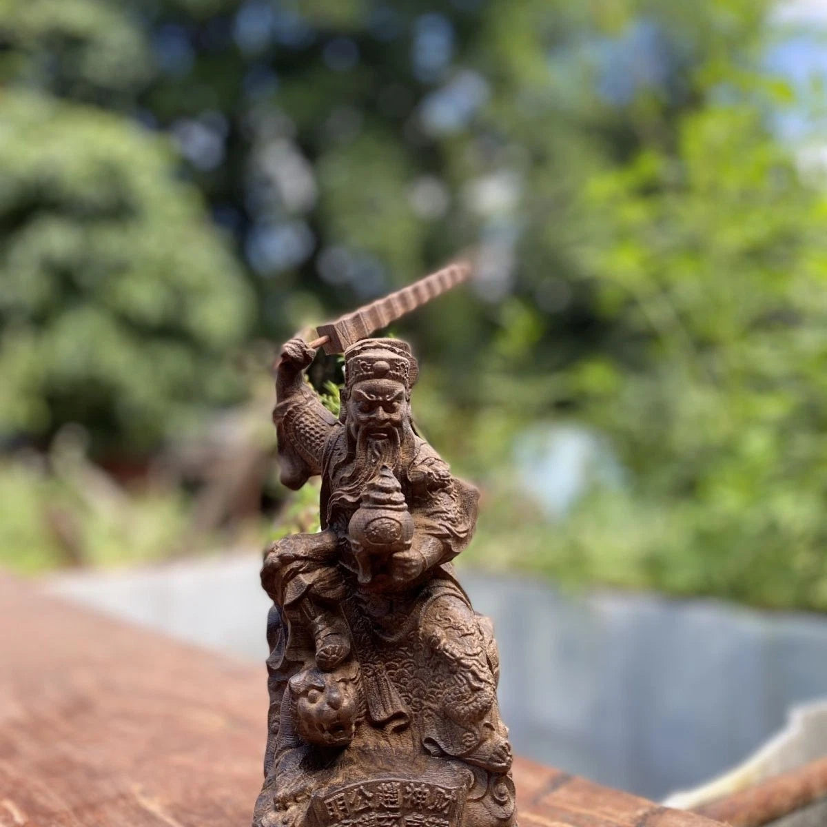 19x9cm Zhao Gongming Wealth God Agarwood Wood Carving Figurine Feng Shui Decor 07FC0E-D4 - KOEEK