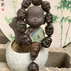 China Natural Wood Carving Eighteen Arhats Buddha Blessing Bracelet Amulet Gift 07FC0E-D4 - KOEEK