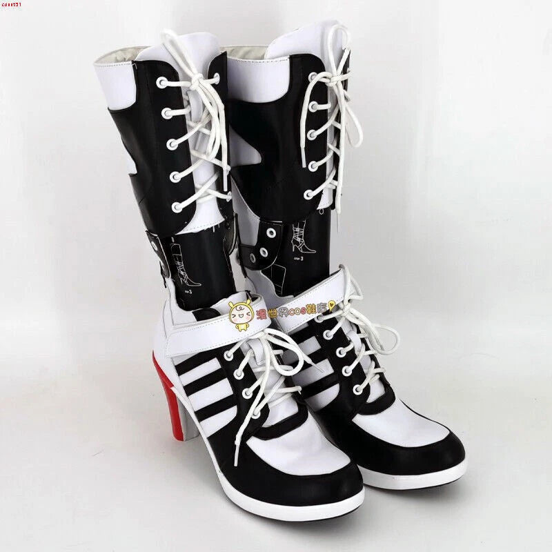 DC Suicide Squad The Clown's Girl Harley Quinn Cosplay Shoes PU Long Boots Props 07FC0E-D4 - KOEEK