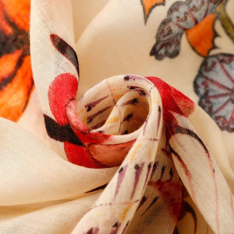 Women Tropical Floral Garden Stole Scarf Summer Spring Soft Neckerchief Shawl 07FC0E-D4 - KOEEK