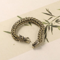 Brass Bracelet Mens Fashion Metal Jewelry Vintage Handcrafted Male Bead Chain 07FC0E-D4 - KOEEK