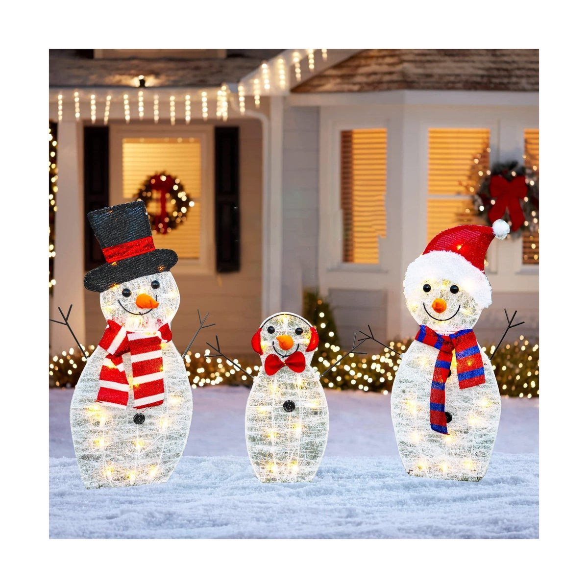 HOURLEEY Christmas Decoration 55 L Lighted Snowman Family Outdoor, 3-Piece Wa... HOURLEEY - KOEEK