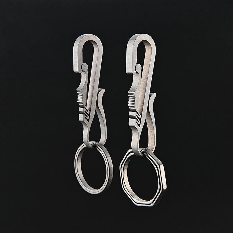 EDC Titanium Alloy Key chain Carabiner with Key Ring Waist Hanging Buckle Tool 07FC0E-D4 - KOEEK