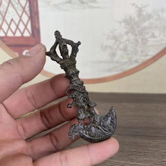 Nepalese Tibetan Handheld Ritual Tool Vajra Dragon Head Ornament 07FC0E-D4 - KOEEK