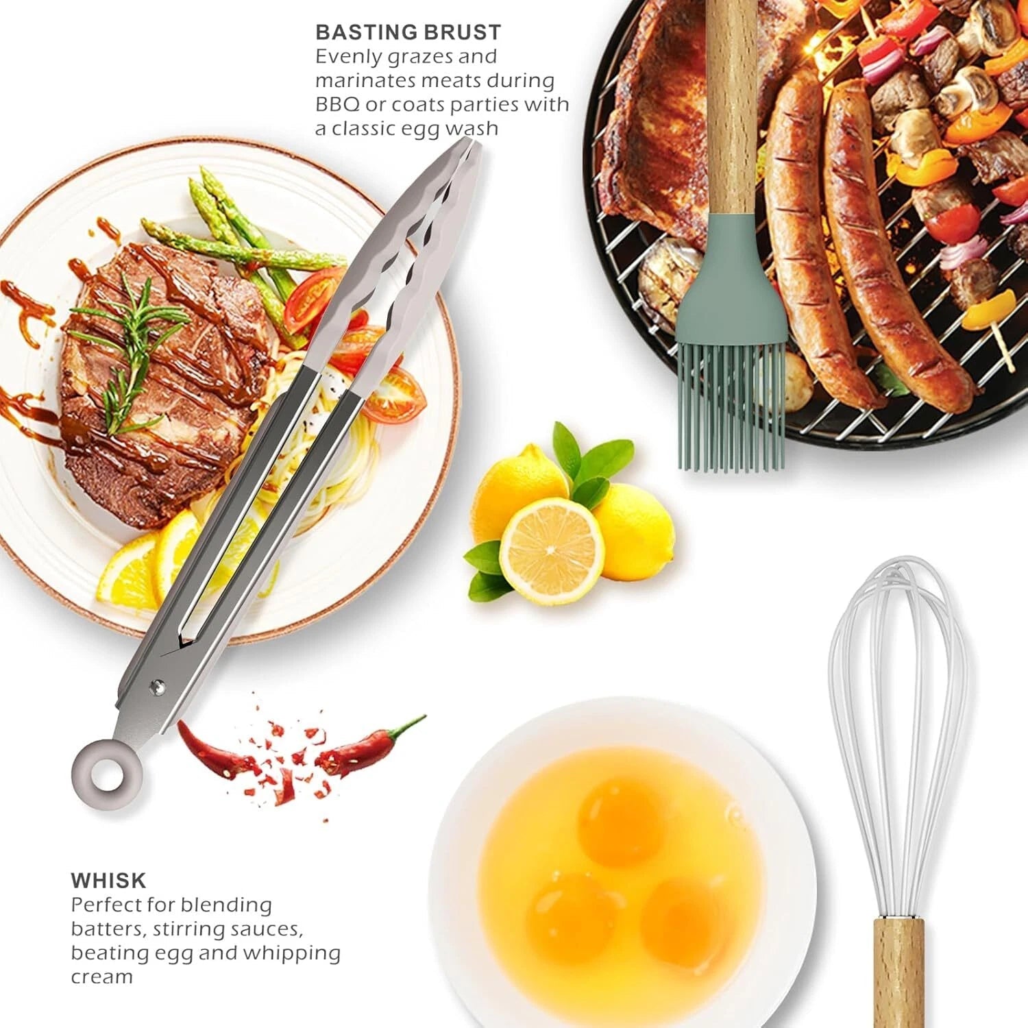 Silicone Cooking Utensils Set - 446°F Heat Resistant Silicone Kitchen Utensils 07FC0E-D4 - KOEEK