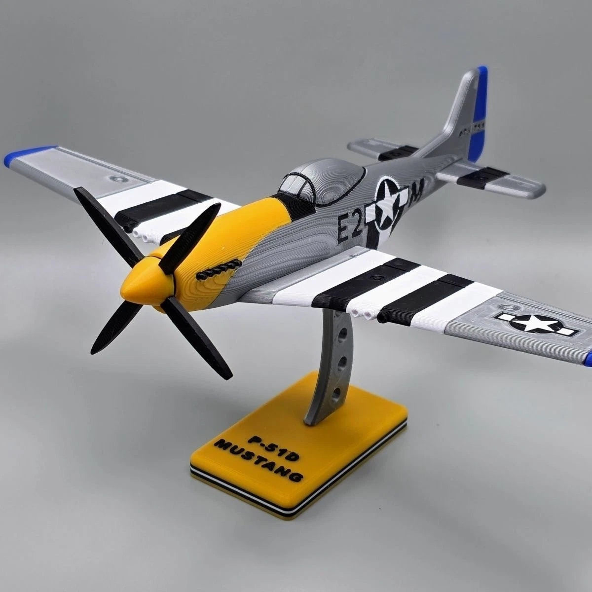 P-51D Mustang WWII Fighter 3D Printed Model with Stand Hand Painted Display 07FC0E-D4 - KOEEK