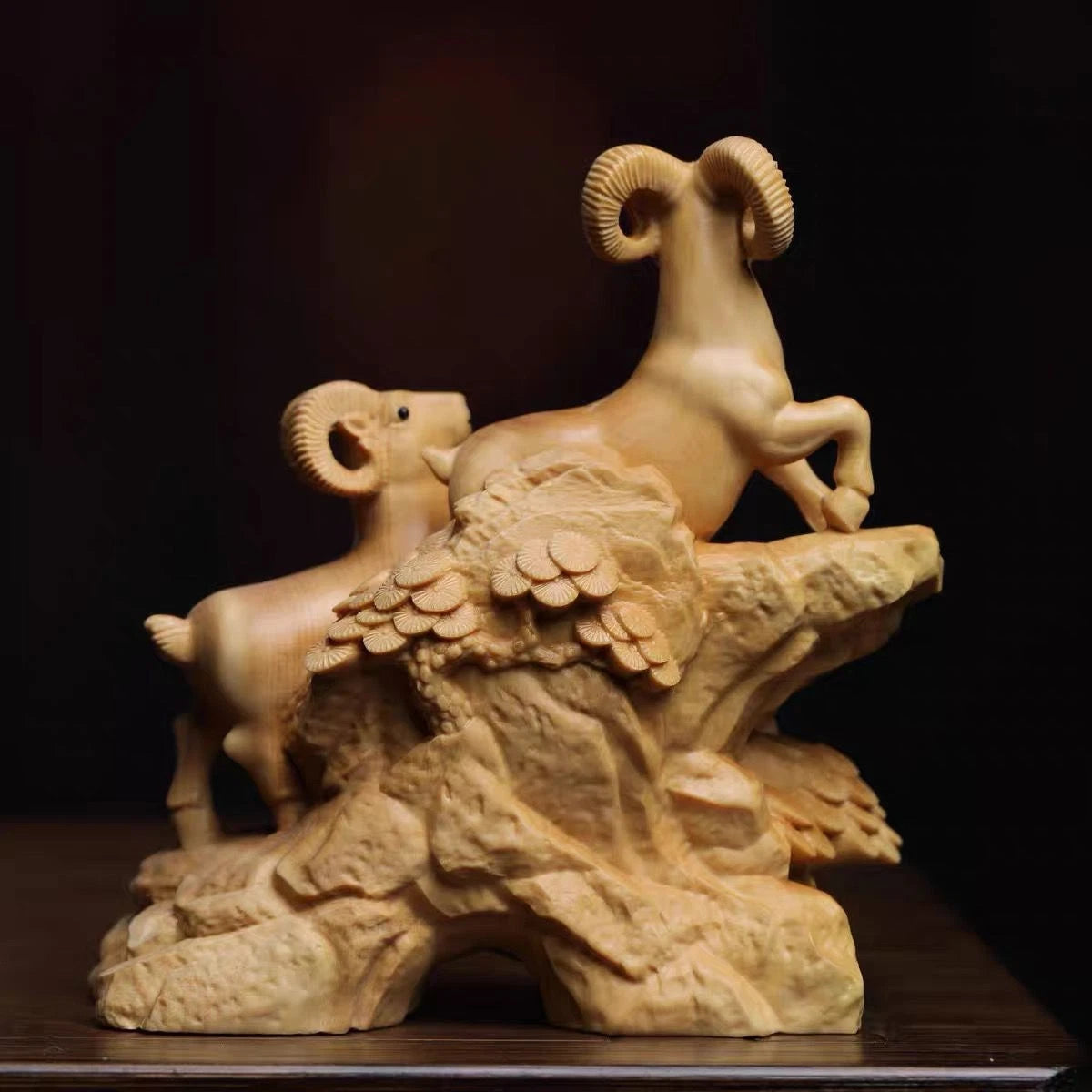 10*9*5cm Boxwood Sheep Zodiac Carving Figurine Home Decor Wood Craft Gift 07FC0E-D4 - KOEEK