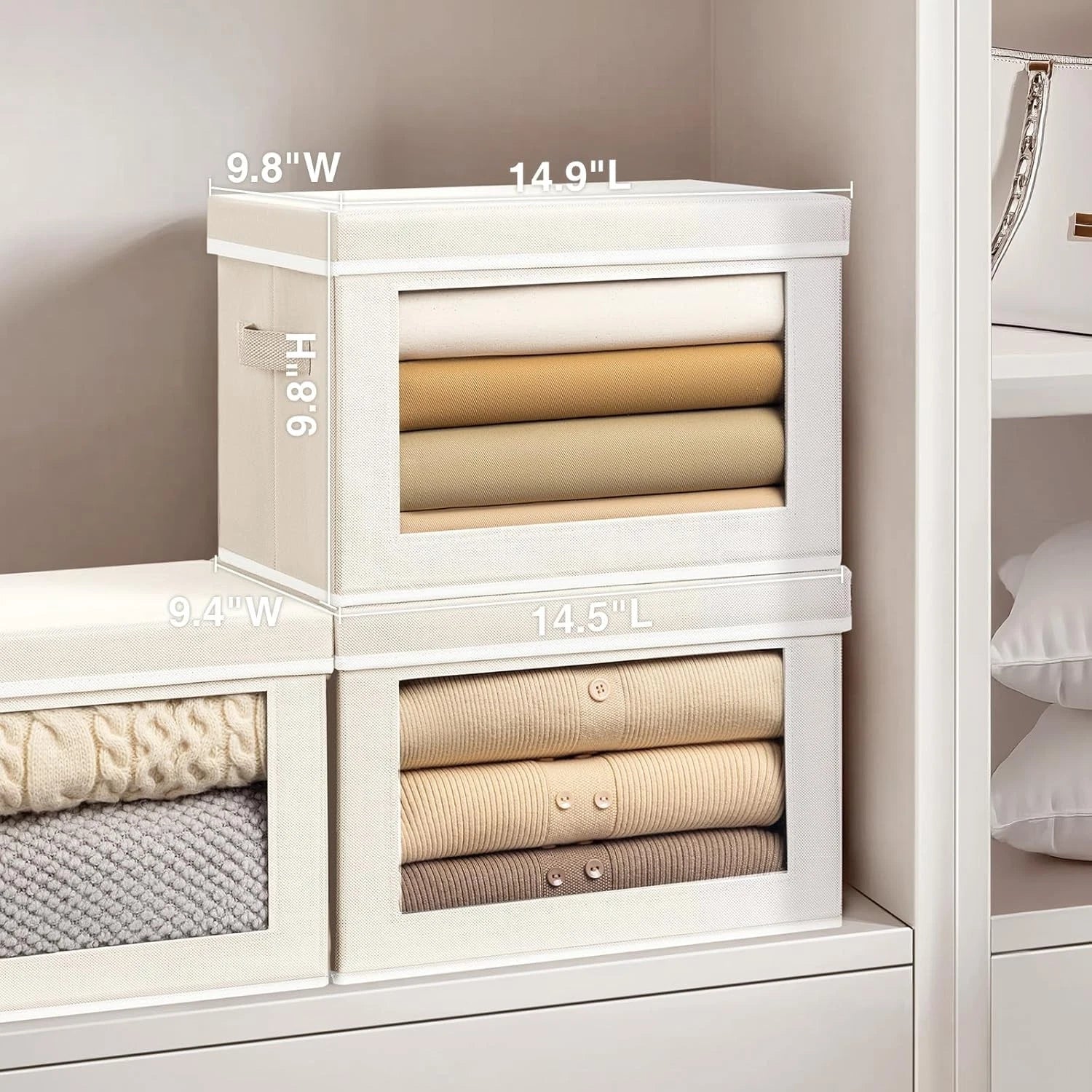 Fabric Storage Bins with Lids, Decorative Storage Boxes, Closet Storage Bins 07FC0E-D4 - KOEEK