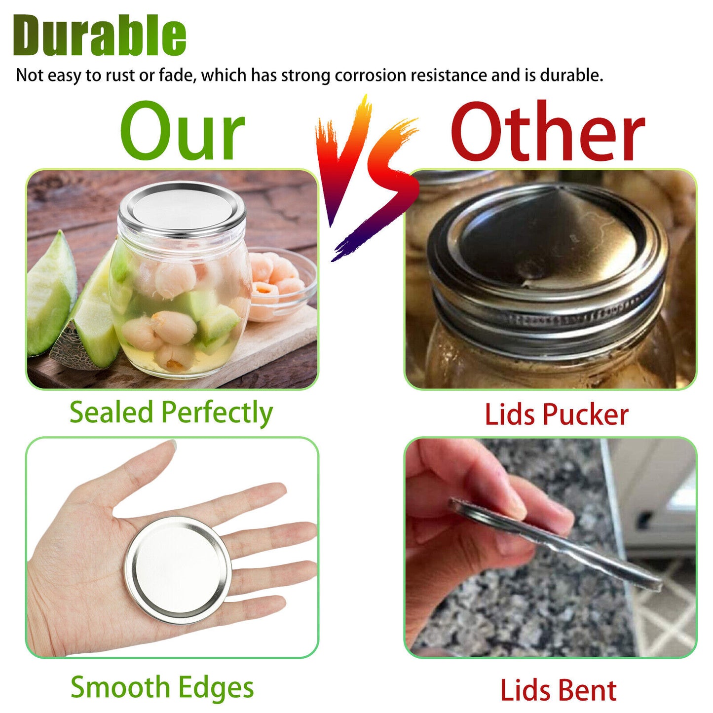 100PCS 87/70mm Regular Wide Mouth Canning Lid Mason Jar Leakproof Durable Reused koeek - KOEEK