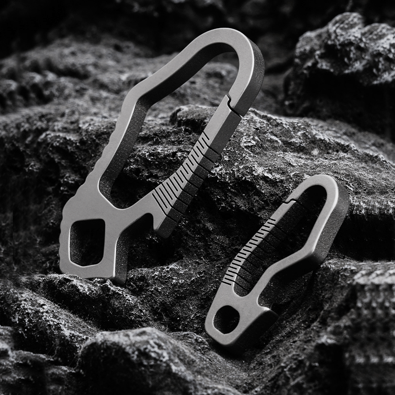 EDC Titanium CNC Belt Keychain Carabiner Strong Spring with Bottle Opener 07FC0E-D4 - KOEEK