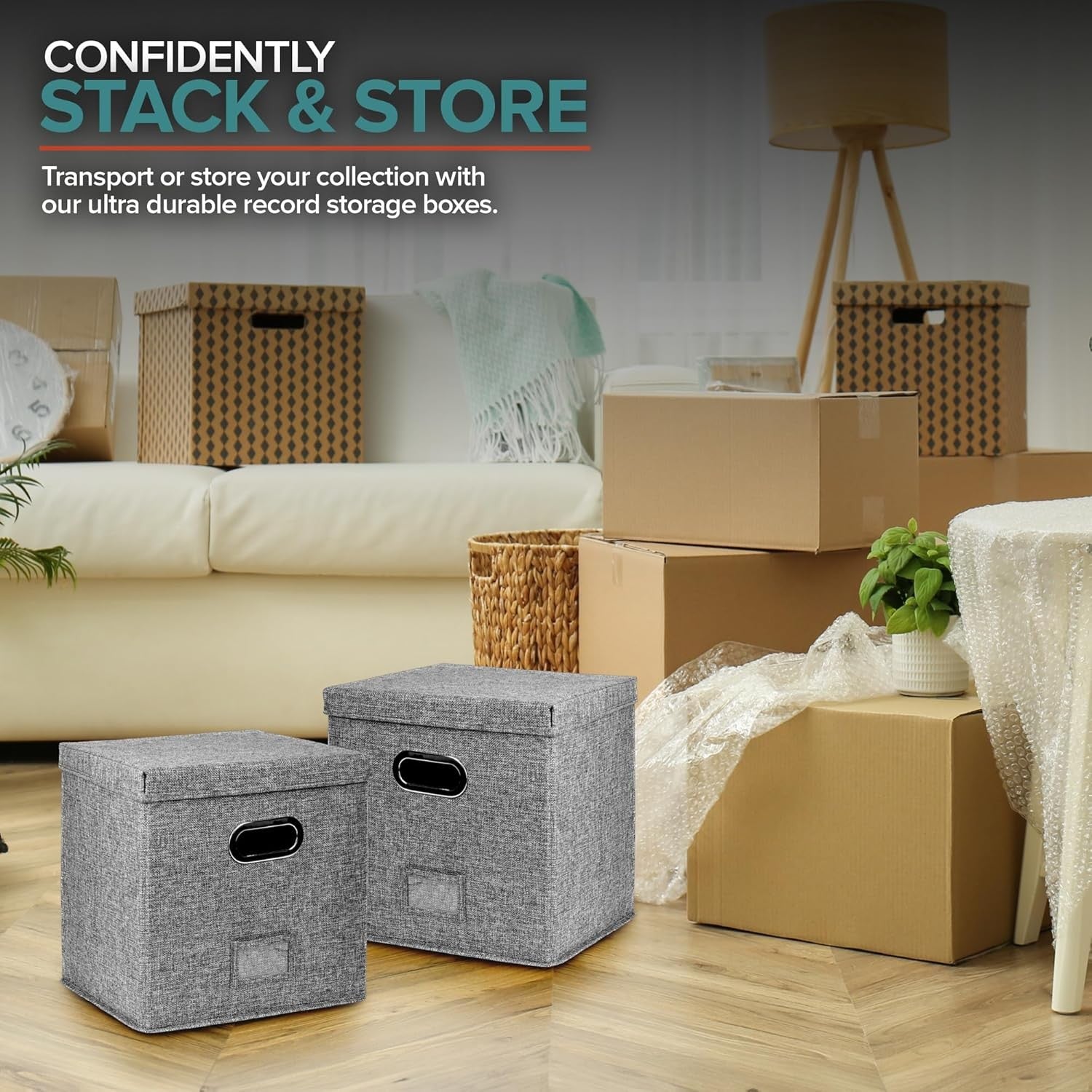 new Vinyl Record Storage Box for up to 50+ 12-Inch Albums, Records 1 Pack, Gray 07FC0E-D4 - KOEEK